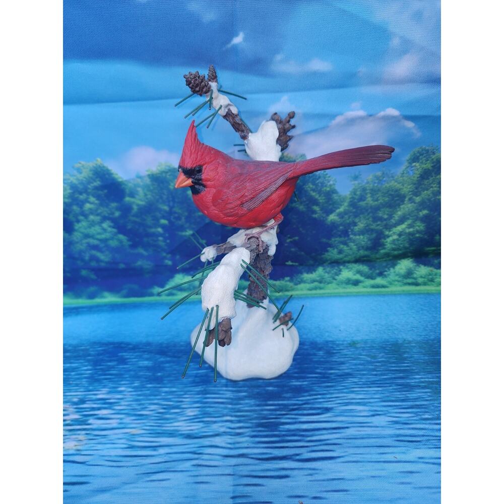 The Danbury Mint - "Winter's Jewel " by Bob Guge - Red Cardinal In Snow Figurine